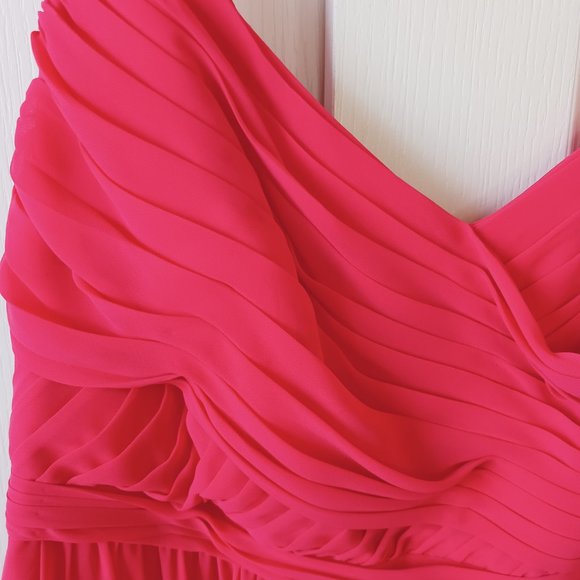 David's Bridal Women's Plus Punch Sheer Chiffon Tank With Rouching Dress Size 16 - Picture 4 of 16